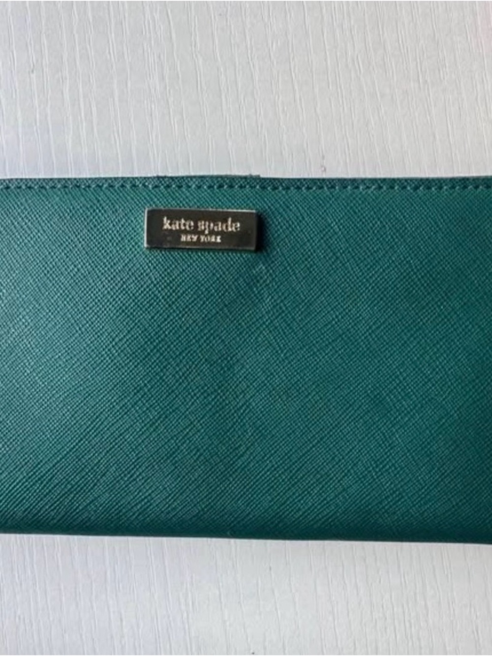 kate spade Teal Saffiano Wallet with Gold Plaque